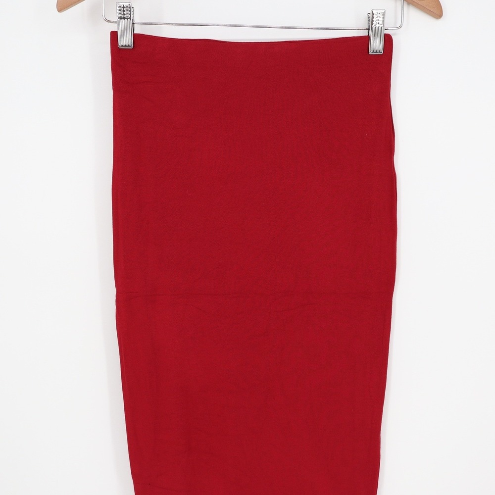 Naked Wardrobe Red Bodycon Maxi Skirt Viscose Spandex Size L Large - Picture 4 of 8